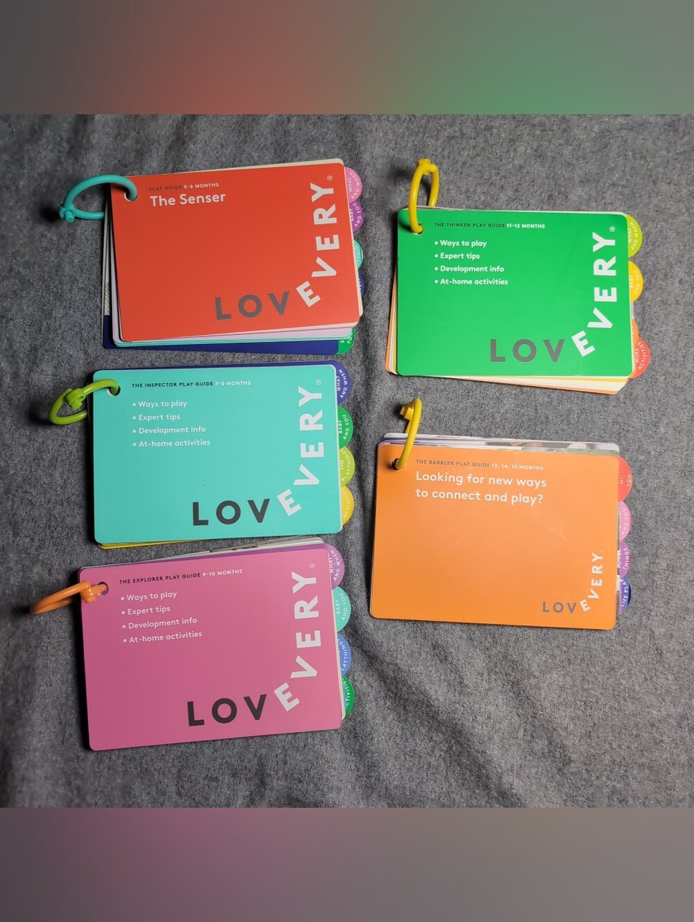 Lot Of 5 Lovevery Play Kit Guides 5-15 Months Good Condition Uniformed Ring Clip